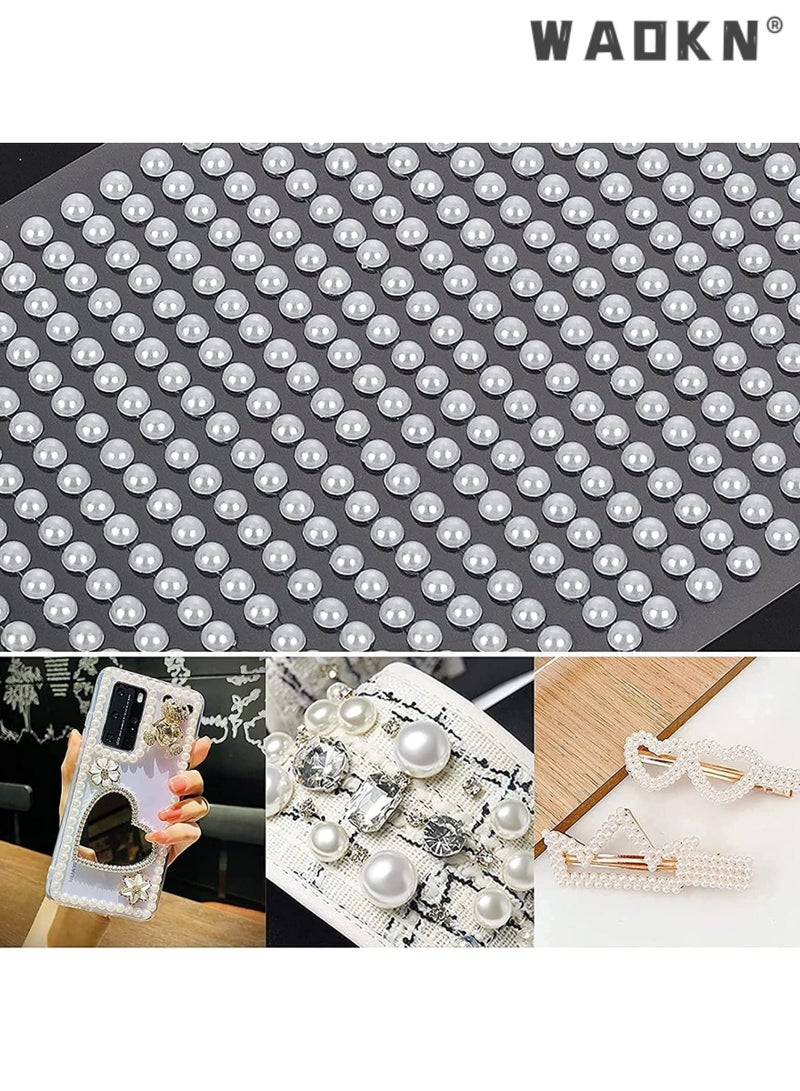 WAOKN Pearl Makeup Rhinestone Stickers for Eyes Face Body,White Pearls Gems for Eyes Face Nail Temporary Tattoo Gems Jewelry DIY Crafts Home Decoration Scrapbooking Embellishments Accessories , 4 Size - Image 4