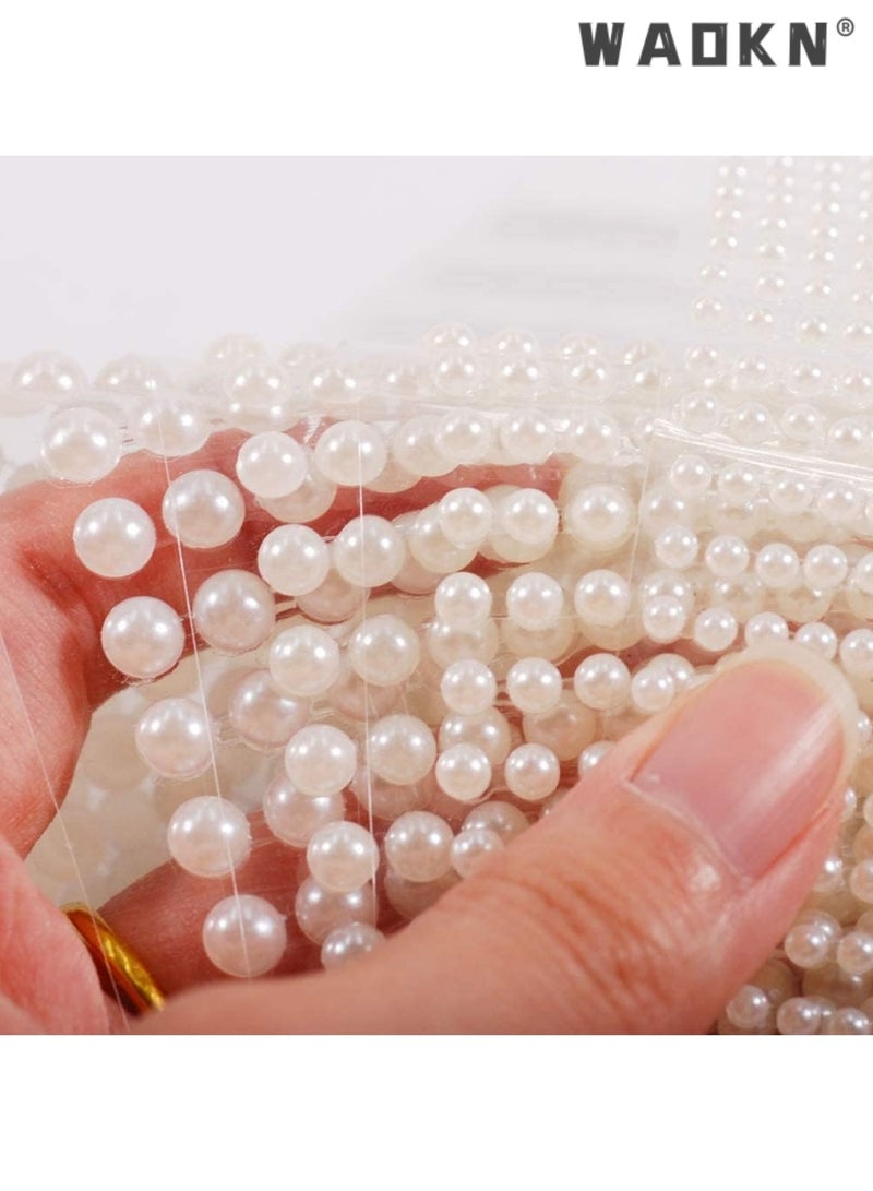 WAOKN Pearl Makeup Rhinestone Stickers for Eyes Face Body,White Pearls Gems for Eyes Face Nail Temporary Tattoo Gems Jewelry DIY Crafts Home Decoration Scrapbooking Embellishments Accessories , 4 Size - Image 2