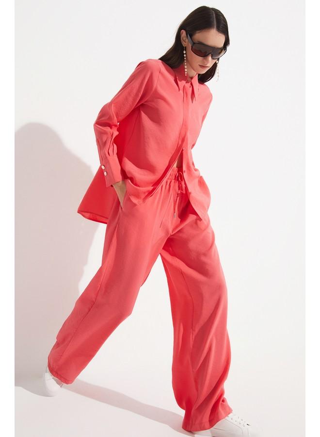 جون بنطلون مودال مريح بخصر مطاطي - حصري يونيو - أحمر - Image 2