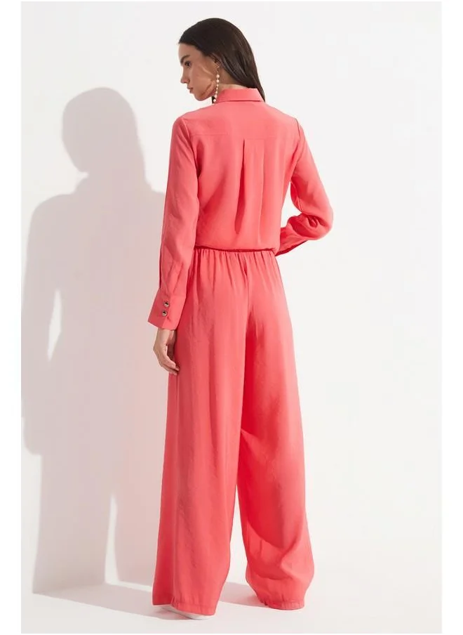 JUNE June Exclusive Elastic Waist Modal Blend Trouser Red