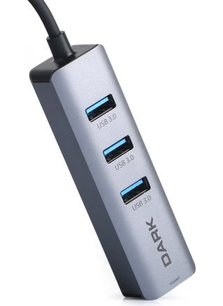 Dark USB Type-A To RJ45 Gigabit Ethernet and 3xusb 3.0 Hub Multiplexer Adapter (DK-AC-USB332GL)  - Image 2