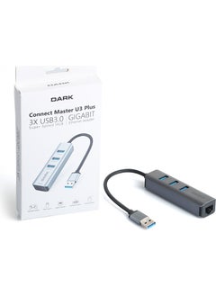 Dark USB Type-A To RJ45 Gigabit Ethernet and 3xusb 3.0 Hub Multiplexer Adapter (DK-AC-USB332GL)  - Image 3