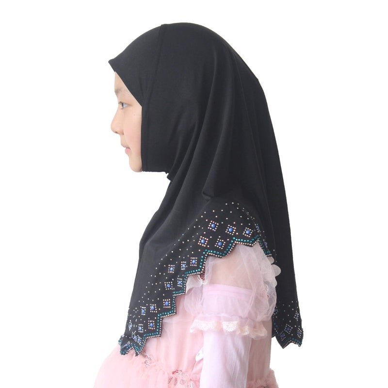 Modest Beauty حجاب بنات/أطفال جميل محتشم - وشاح رأس قطعة واحدة مسلم أميرة مع درز تشيكي - Image 2
