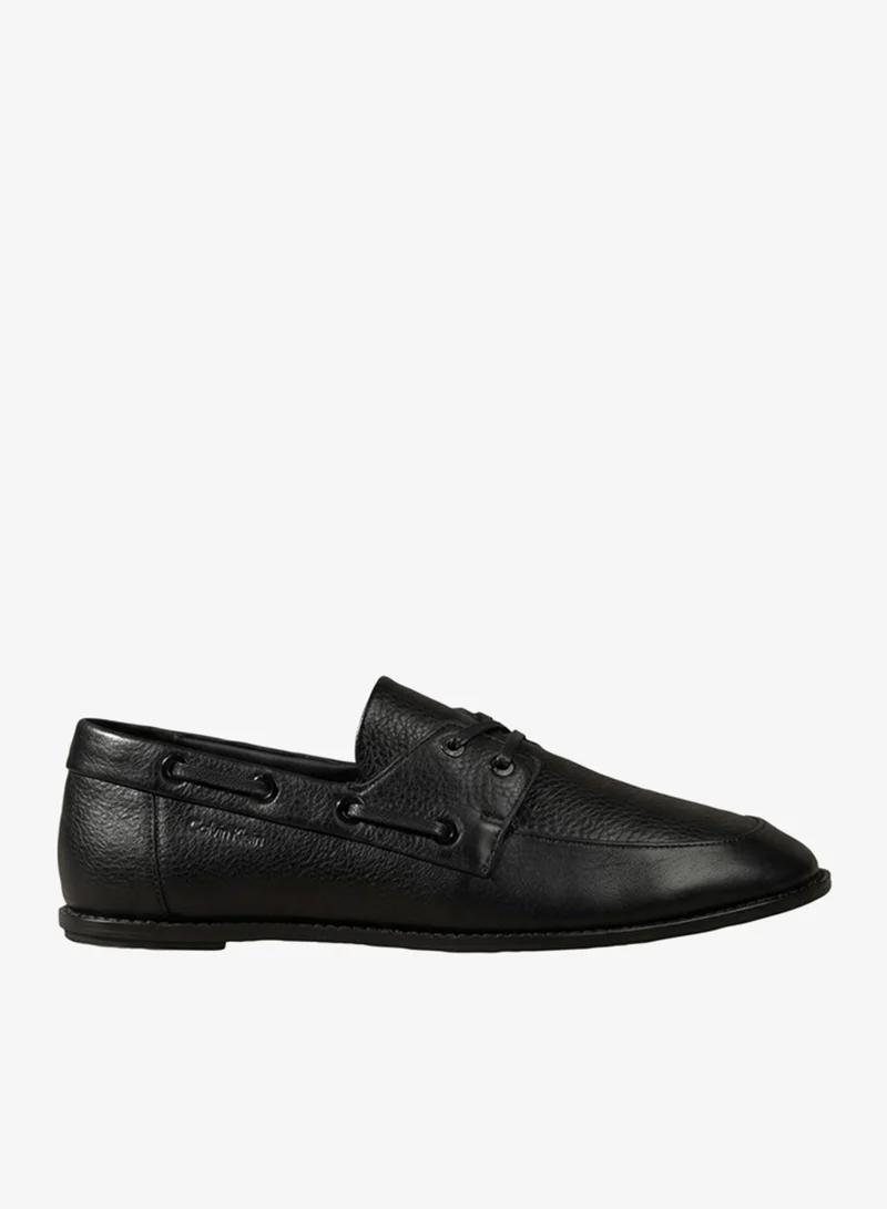 Pebble-Grain Leather Boat Shoes
