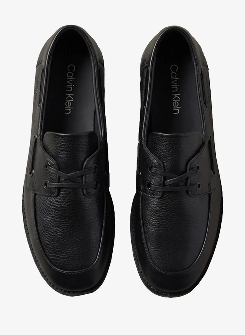 Calvin Klein  Pebble-Grain Leather Boat Shoes for Women | Best Price UAE