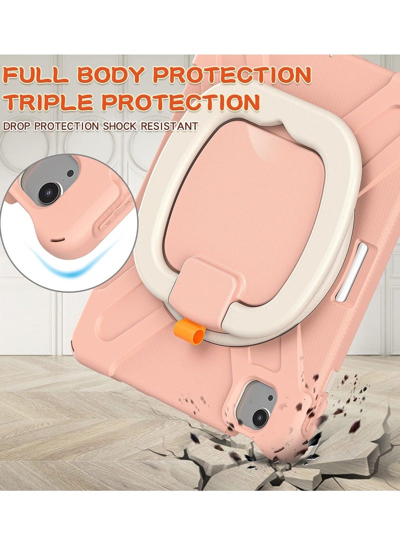 Captaintech iPad Air Case for 4th/5th Generation 10.9 inch 2020 2022/iPad Pro M2 11 inch Case for Kids 4th/3rd/2nd/1st Gen 2022 2021 2020 2018 with Pencil Holder & Stand & Strap Shockproof, Rose Gold