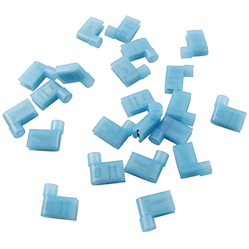 Longdex Right Angle Spade Connector 100PCS 16-14AWG Flag L Shape Insulated Spade Crimp Terminal Connector Blue - Image 3