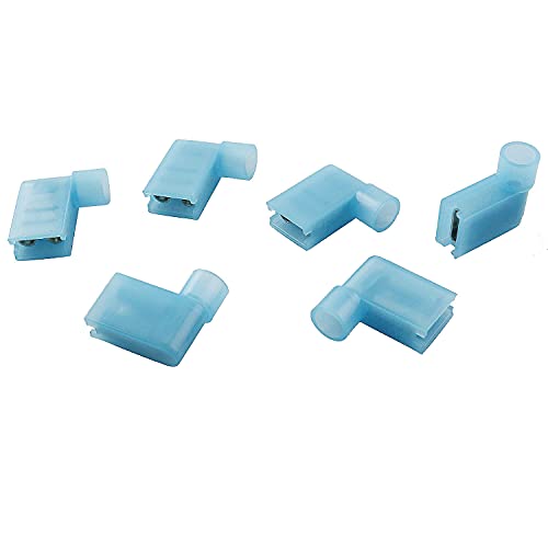 Longdex Right Angle Spade Connector 100PCS 16-14AWG Flag L Shape Insulated Spade Crimp Terminal Connector Blue - Image 4
