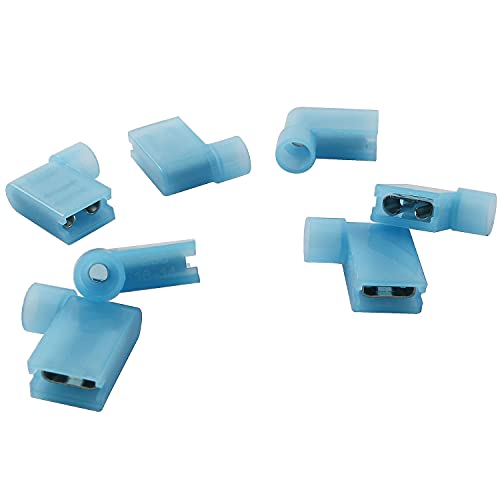 Longdex Right Angle Spade Connector 100PCS 16-14AWG Flag L Shape Insulated Spade Crimp Terminal Connector Blue - Image 2