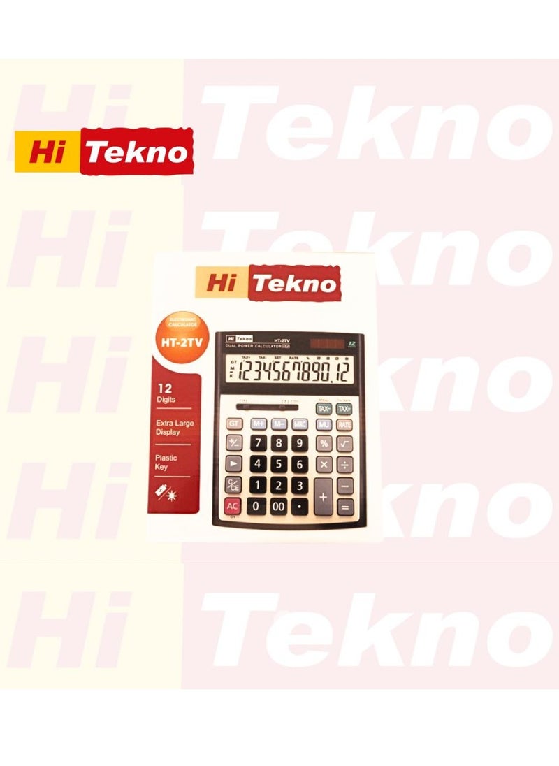 هاي تكنو - HI TEKNO HT-2TV آلة حاسبة مزدوجة الطاقة مكونة من 12 رقمًا: الدقة والموثوقية للاستخدام الاحترافي - Image 1