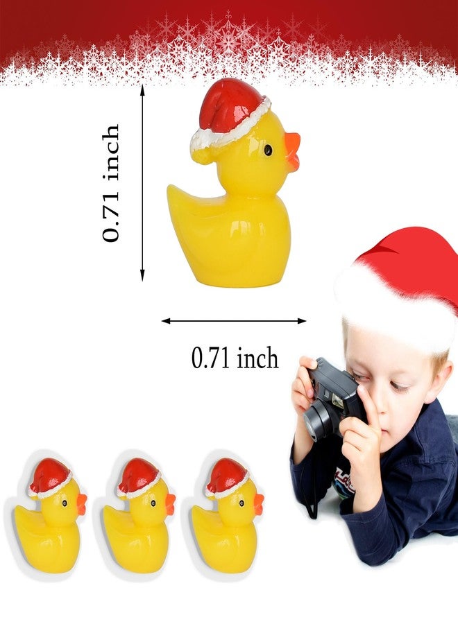 Yuronam 70 Pcs Tiny Christmas Ducks Mini Resin Ducks Miniature Ornaments for Slime, Dollhouse, Garden Decoration(Christmas Hat Yellow Duck) - Image 2