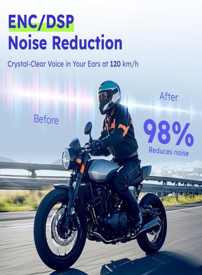 MAXRUNON D10 Motorcycle Headset, 4 Riders Bluetooth Intercom, Motorcycle Communication System with Universal Pairing, Helmet Headset with Radio, IPX7 Waterproof, Twin Pack - Image 5