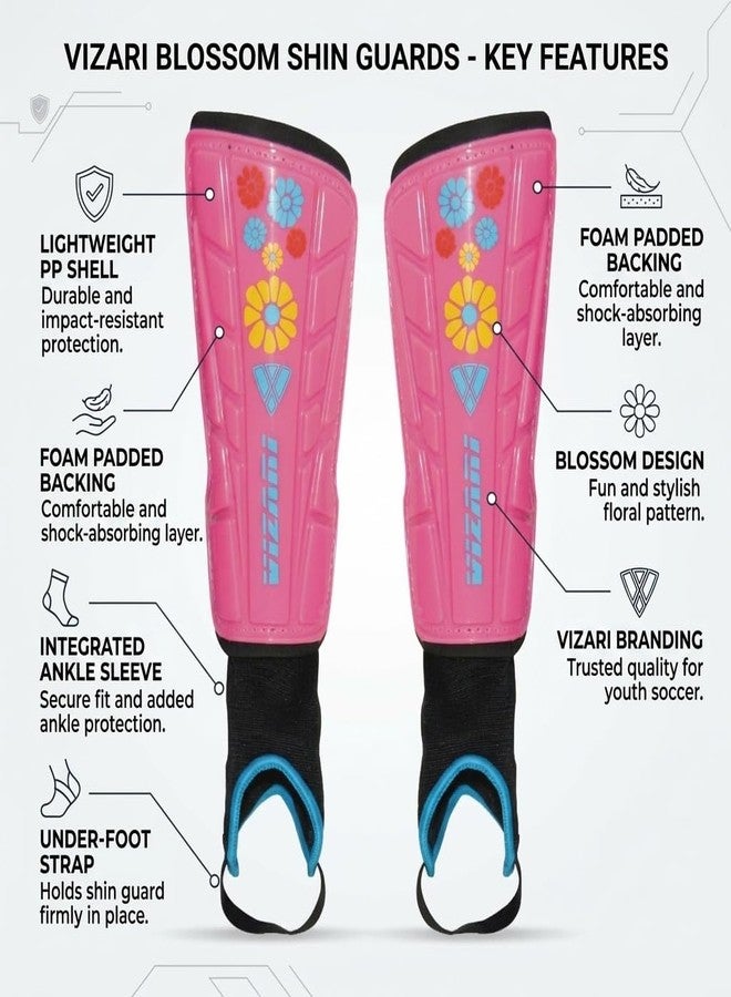 Vizari Blossom Soccer Shin Guards for Kids, Youth, Adults - Lightweight Protective, Dual-Layered Design for Boys, Girls, Men & Women - Stylish & Durable - Image 2
