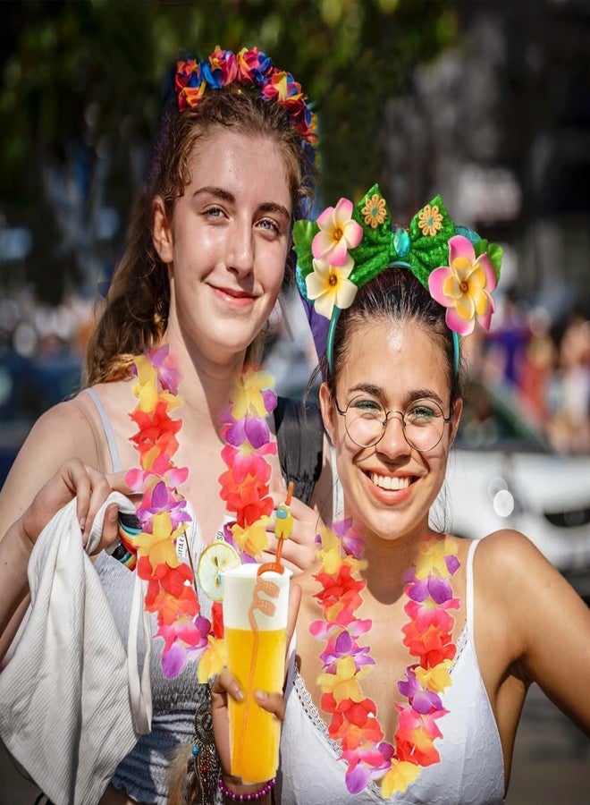 Kiddale Hawaiian Headbands Head Boppers,Tropical Flower Hair Band for Women,Sequin Mouse Ear Flower Hair Accessories Costume Cosplay Headwear for Birthday Summer Luau Party Holiday Decorations - Image 3