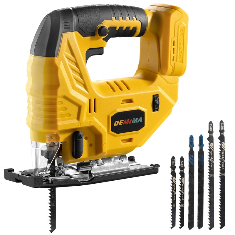 DEMIMA Cordless Jig Saw for De-Walt 20V Battery, 7 Speed Variable â€‹â€‹Up to 3200RPM, LED Light, 45Â° Bevel Cuts, 3 Orbital Motions, with Jig Saw Blade for Straight/Curve/Circle Cutting(Battery Not Include) - Image 1