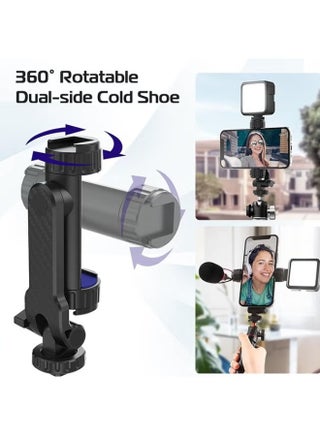Phone Tripod Mount,Universal Tripod Phone Mount With 2 Cold Shoes and 1/4 Standard Screw,360° Rotates 180° Tilts Adjustable Cell Phone Clamp Holder For iPhone Samsung All Phones Photography - view 4