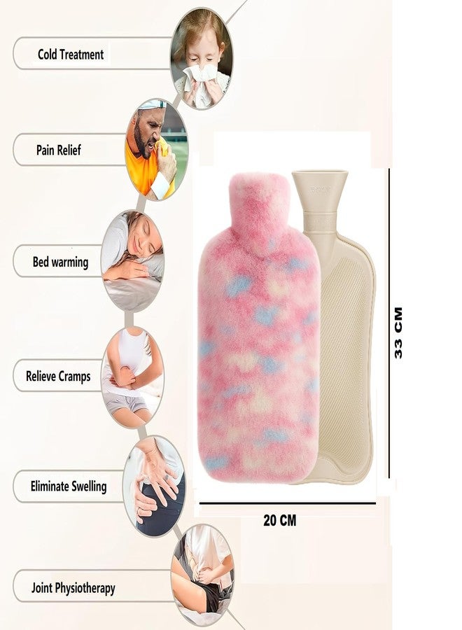 KMOTID Hot Water Bag Bottle Rubber with Soft Cover【2 Liter】Hot Water Bag for Period Cramps Pain Relief, Shoulder,Back,Neck Removable Hot Cold Pack- Bed Warmer,Garam Pani ki Theli【Multi-color】【2000ml】 - Image 2