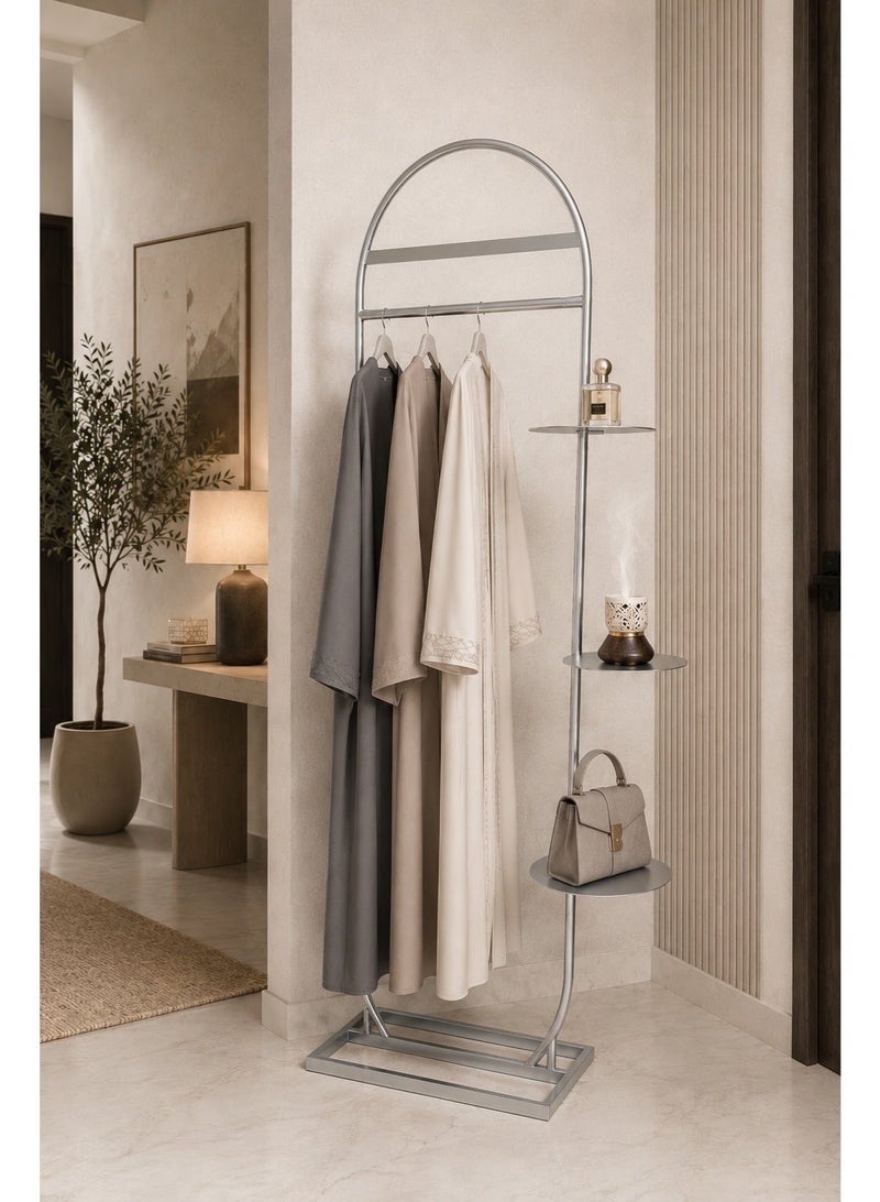 bilutih Silver clothes hanger, abaya hanger with a stand for perfumes and incense - Image 1