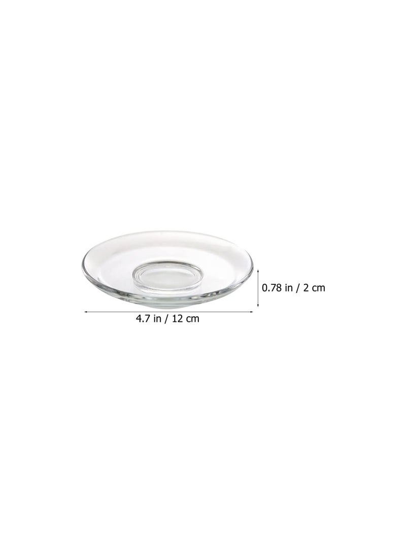 GGOOT Operitacx 4Pcs Tea Glass Saucers Round Clear Glass Saucers Glass Coffee Mug Saucers Snack Storage Plate Dishes for Servicing, Fruits, Coffee, and Tea Cups - Image 3