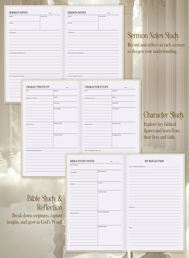 Lanpn Bible Study Journals for Women with Tabs & Highlighters, Church Notes Taking Daily Devotional Journaling, Linen Bible Prayer Guide Notebook Christian Religious Faith Based Gifts, Beige - Image 3