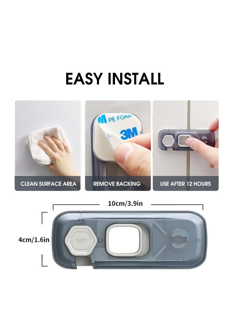 Bebiland 5 PCS Refrigerator Lock, Grey Strong Adhesive Child Safety Lock, Baby Proof Cabinet Fridge Door Lock, Multi-Purpose No Drill for Kitchen Drawer and Cupboard, Anti-Pinch - Image 2