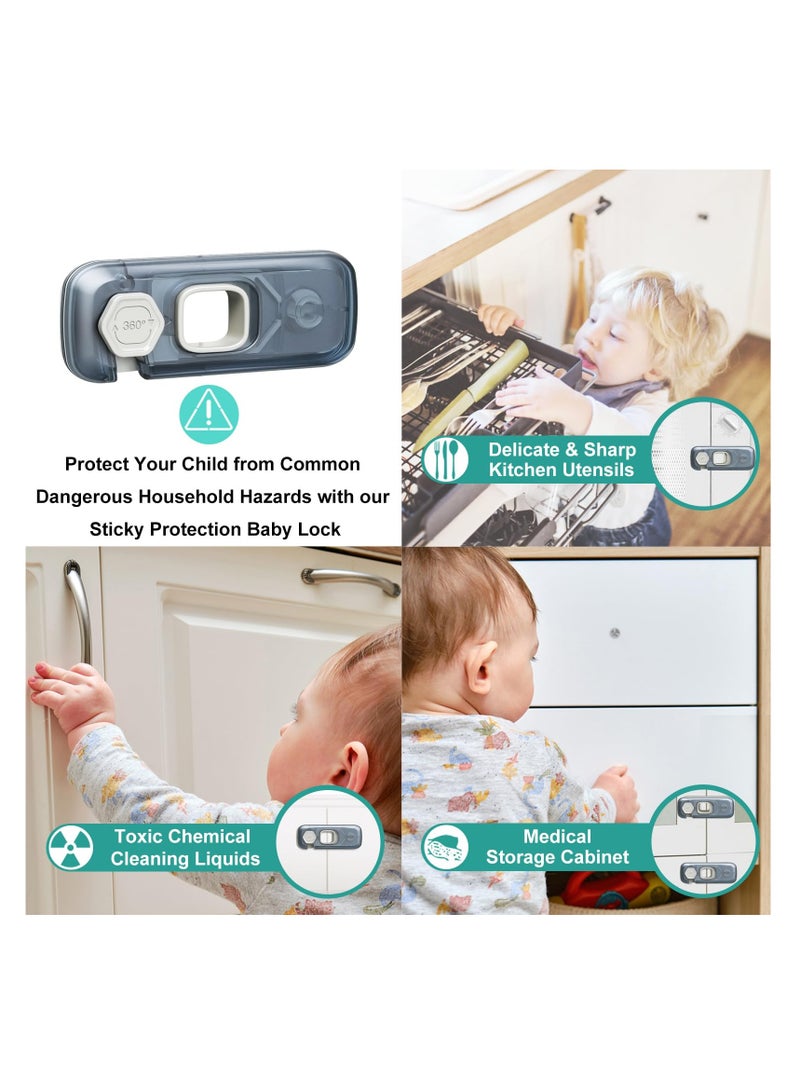 Bebiland 5 PCS Refrigerator Lock, Grey Strong Adhesive Child Safety Lock, Baby Proof Cabinet Fridge Door Lock, Multi-Purpose No Drill for Kitchen Drawer and Cupboard, Anti-Pinch - Image 4