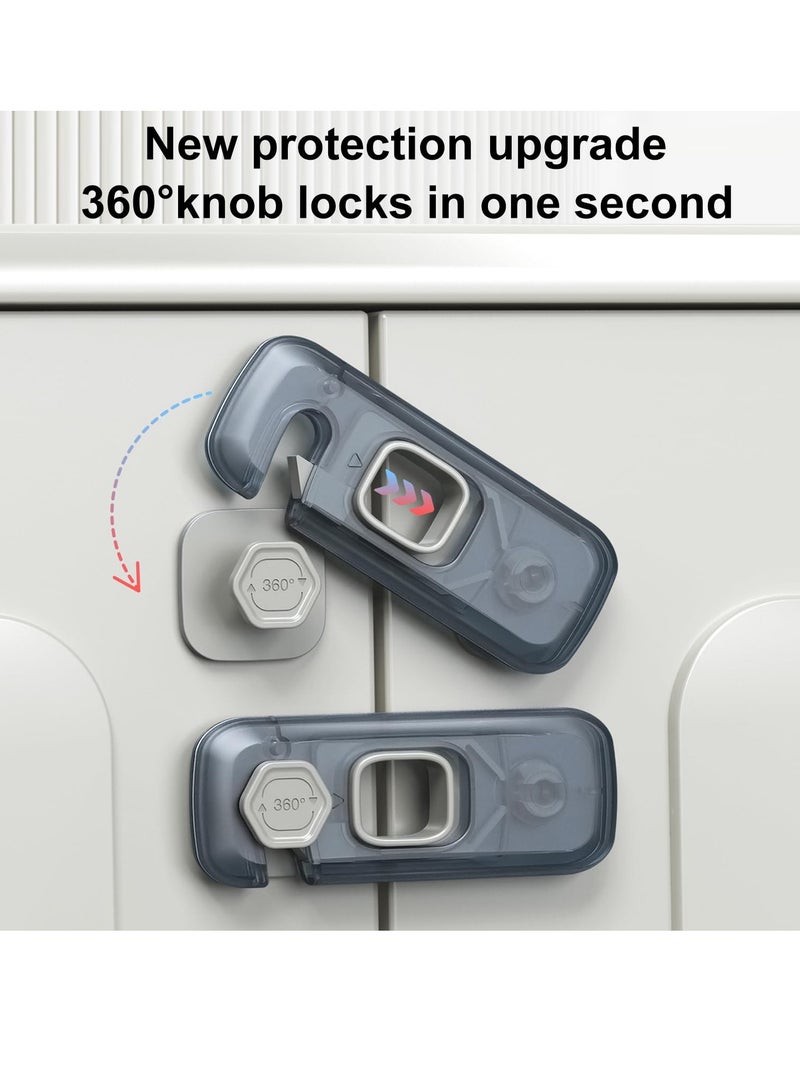 Bebiland 5 PCS Refrigerator Lock, Grey Strong Adhesive Child Safety Lock, Baby Proof Cabinet Fridge Door Lock, Multi-Purpose No Drill for Kitchen Drawer and Cupboard, Anti-Pinch - Image 5