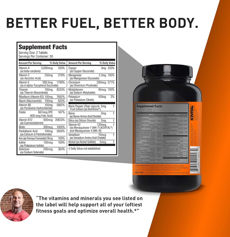 JYM Supplement Science فيتا جيم مكملات العلوم الرياضية فيتا جيم متعدد الفيتامينات والمعادن دعم فيتامين أ ج ب6 ب12 هـ ك بورون بيوتين بوتاسيوم 60 قرص - Image 2