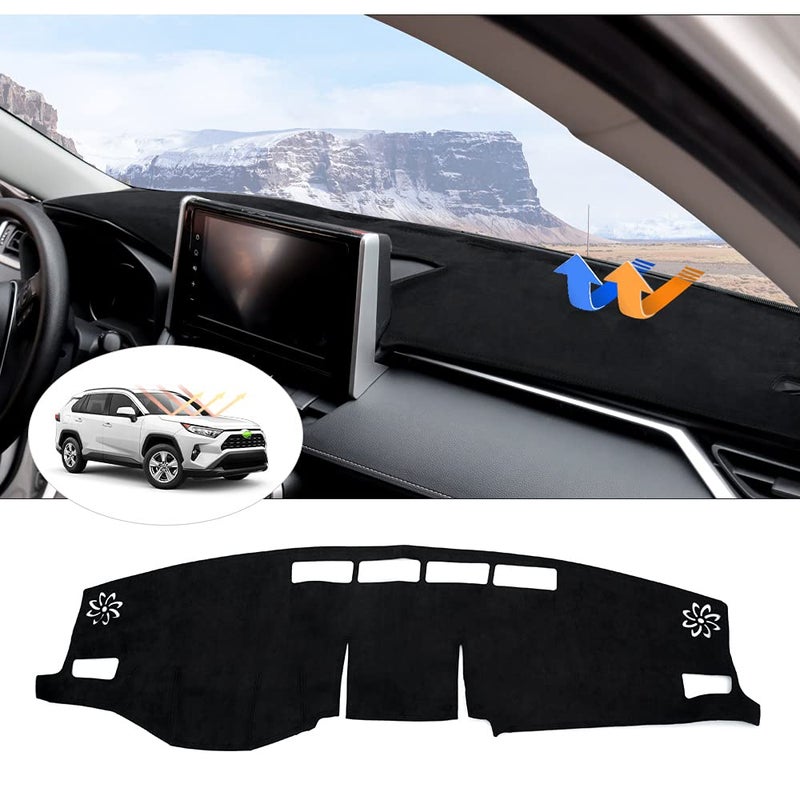 Cartist Dashboard Cover Mat for 20192022 2023 2024 2025 Toyota RAV4 Accessories Dash Cover Suede Dash Mat Sunshade Glare UV Rays Protector