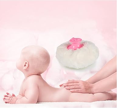 Quupy 2PCS Baby Powder Puff Sponge Box Body Powder Case AfterBath Powder Container with Bath Cosmetic Powder Puffs for Home Travel Pink - Image 5