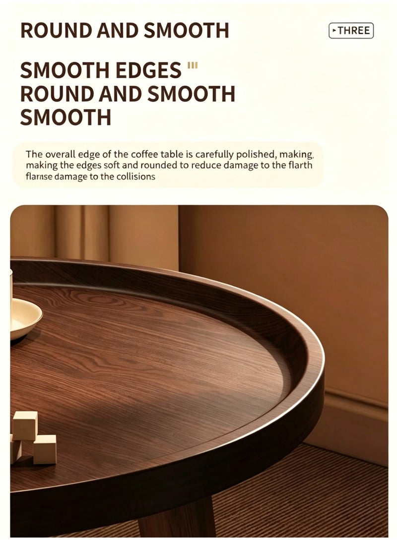 Modern style round living room side table, natural wood top, suitable for living room, bedroom sofa side table, space saving, size 40*40*49 cm - Image 4