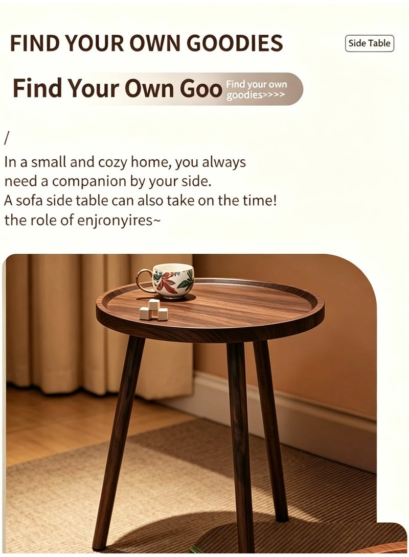 Modern style round living room side table, natural wood top, suitable for living room, bedroom sofa side table, space saving, size 40*40*49 cm - Image 5