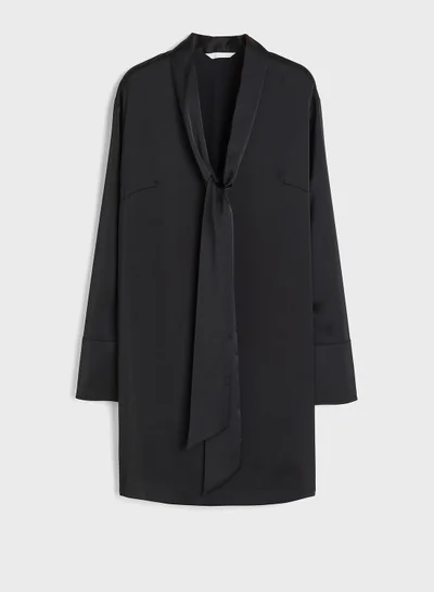 H&M Satin Tie-Neck Dress