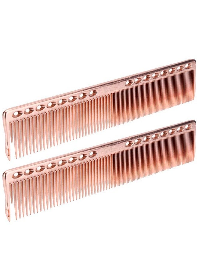 Kadimendium 2pcs Styling Comb Portable Comb Hairdressing Comb Stainless Steel Comb Hair Comb Haircut Comb for Beauty for Men and Women for Salon for Barber (Rose Gold) - Image 1