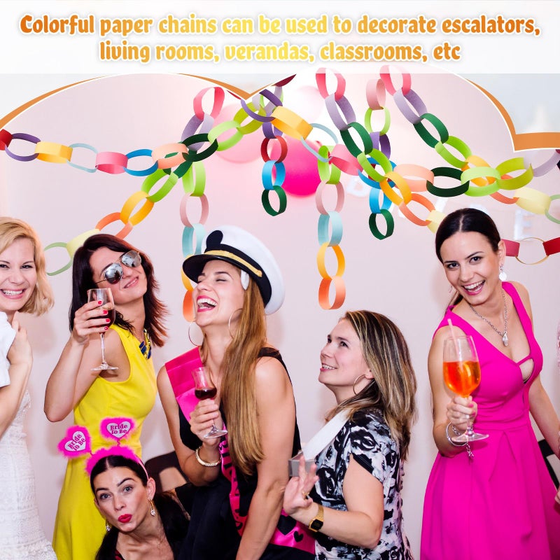 Lincia 160 Sheets Valentine Paper Chain Garland, Construction DIY Crafts Chain Strip for Winter Holiday Party Decor, 1x8 Inch with Double Sided Tape (Bright) - Image 5