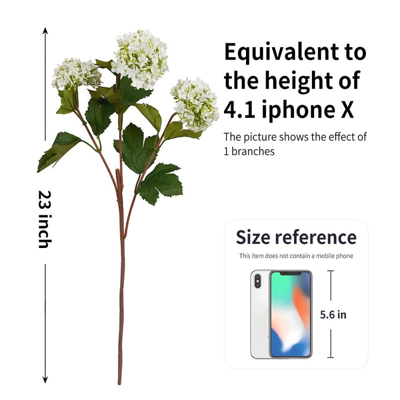 Melorca&Guilla Artificial Flowers for Decoration, 3Pcs 23inch White Hydrangea Fake Flowers,Faux Flowers for Vase,Faux Floral Stems for Wedding Party Kitchen Home Decorations (3, White001) - Image 3