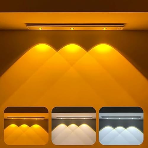 GITGRNTH 4 Pcs Black Motion Sensor Under Cabinet Light, 1200 mAh Battery, USB Rechargeable Closet Lamp Wireless Light 3 Dimmable LED Color Modes (Warm/Neutral/Cool White) Perfect for Decoration - Image 5