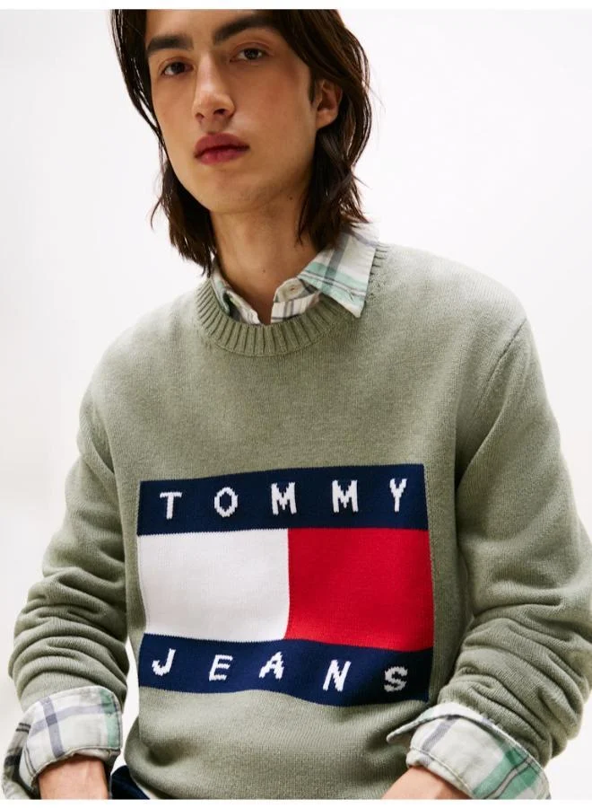TOMMY JEANS Intarsia Flag Badge Mélange Jumper
