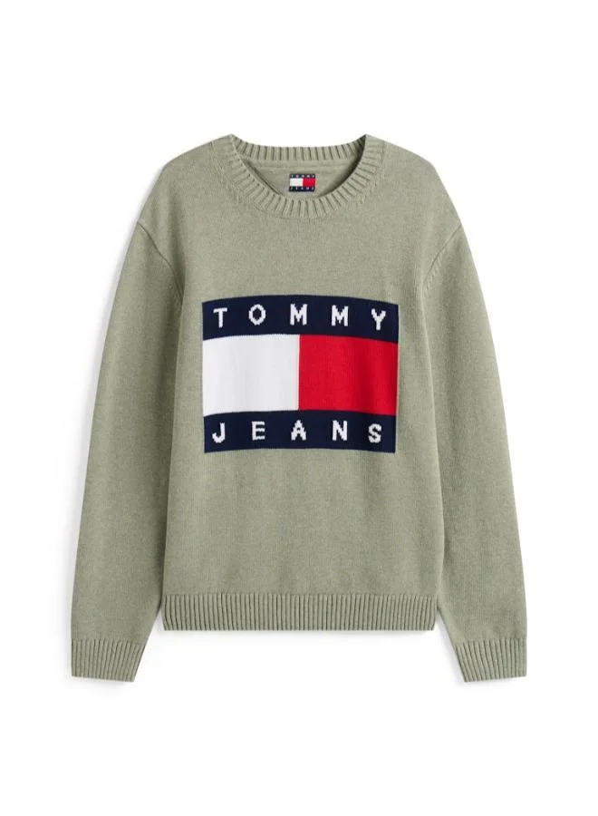 TOMMY JEANS Intarsia Flag Badge Mélange Jumper