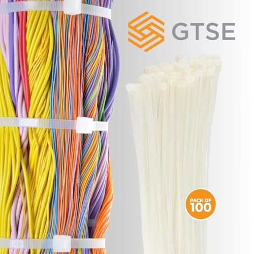 GTSE 8 Inch White/Clear Zip Ties, 100 Pack, 18lb Strength, UV Resistant Strong Nylon Cable Ties, Self-Locking 8" Tie Wraps - Image 4