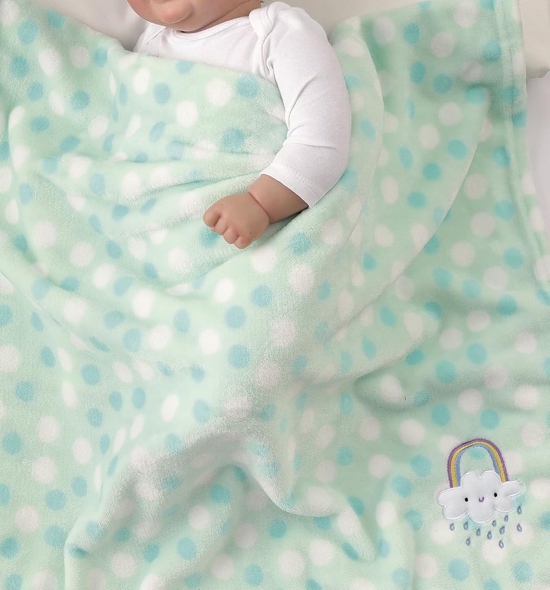 CREVENT 76x102cm Lightweight Fuzzy Fluffy Warm Plush Baby Blanket for Infant Toddler Newborn Unisex Crib Cot Stroller (Green Rainbow Unisex) - Image 2