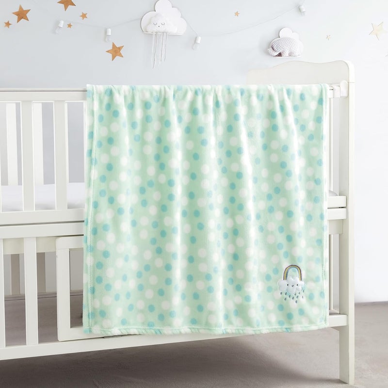 CREVENT 76x102cm Lightweight Fuzzy Fluffy Warm Plush Baby Blanket for Infant Toddler Newborn Unisex Crib Cot Stroller (Green Rainbow Unisex) - Image 1
