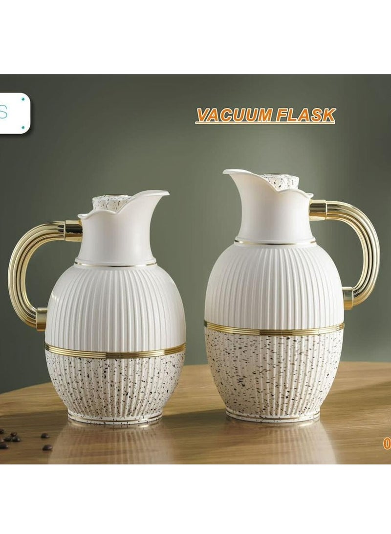 petros New design two-piece thermos set for tea and coffee from Petros Granite, white/gold