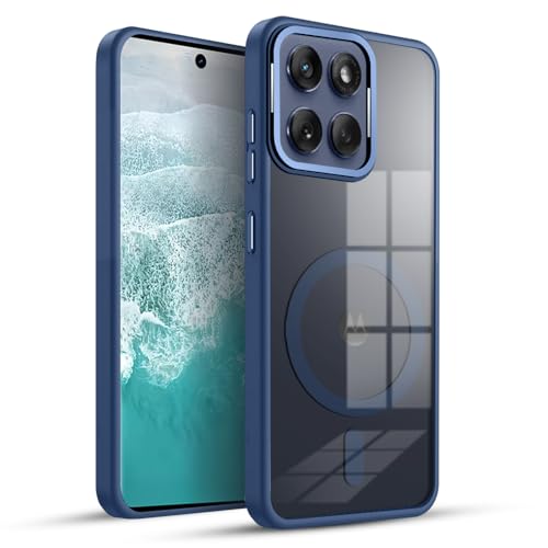 KARWAN Translucent Hybrid Back Case Cover Compatible with Moto Edge 60 Fusion Shockproof Case with Camera Protection, N52 Magnet Cover Case with Magnetic MagEaze Wireless Charging Cover (Blue) - Image 1