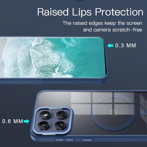 KARWAN Translucent Hybrid Back Case Cover Compatible with Moto Edge 60 Fusion Shockproof Case with Camera Protection, N52 Magnet Cover Case with Magnetic MagEaze Wireless Charging Cover (Blue) - Image 4