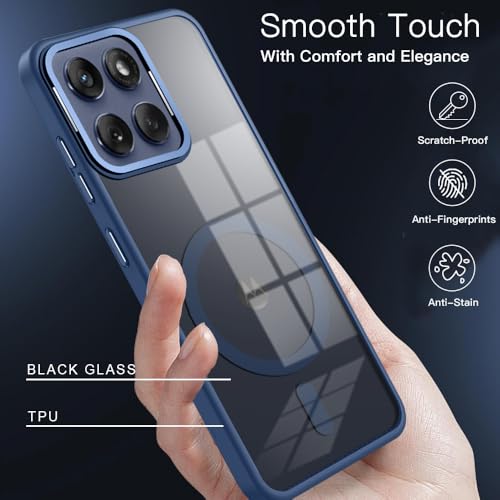 KARWAN Translucent Hybrid Back Case Cover Compatible with Moto Edge 60 Fusion Shockproof Case with Camera Protection, N52 Magnet Cover Case with Magnetic MagEaze Wireless Charging Cover (Blue) - Image 3