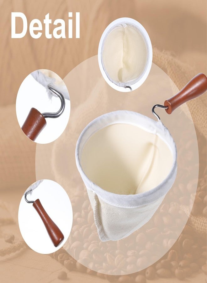 Josojoou 3PCS Coffee Sock Strainer with Wooden Handle, Washable Cloth Coffee Filter, Reusable Coffees Sock Filter for Coffees Shop Home Office Handmade - Image 4