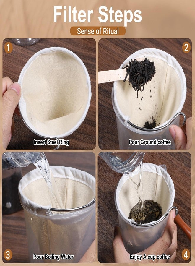 Josojoou 3PCS Coffee Sock Strainer with Wooden Handle, Washable Cloth Coffee Filter, Reusable Coffees Sock Filter for Coffees Shop Home Office Handmade - Image 5