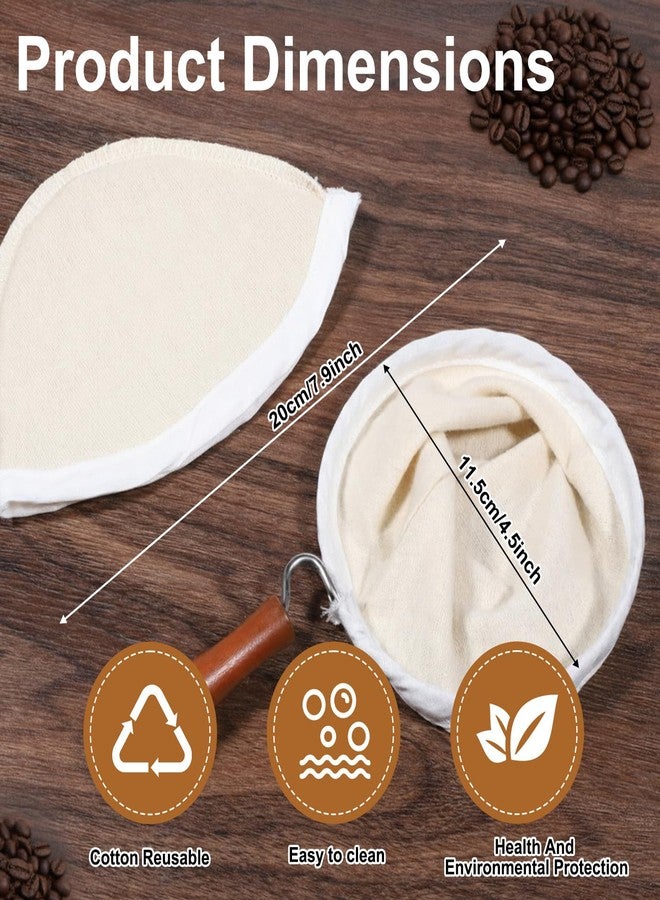 Josojoou 3PCS Coffee Sock Strainer with Wooden Handle, Washable Cloth Coffee Filter, Reusable Coffees Sock Filter for Coffees Shop Home Office Handmade - Image 2