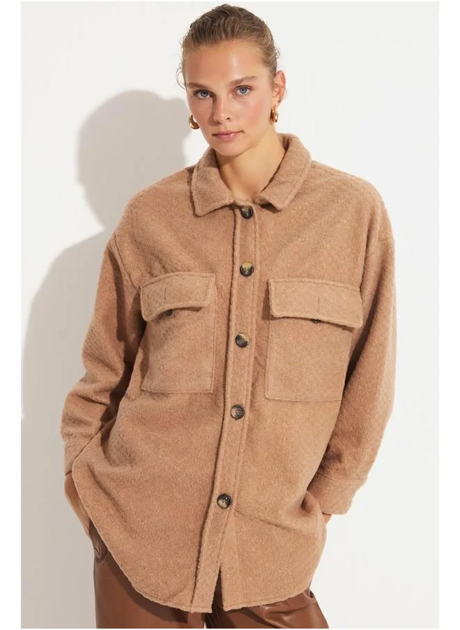 JUNE June Exclusive Oversize Shirt Beige